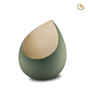 Drop Medium Urn Sage Green & Brushed Gold