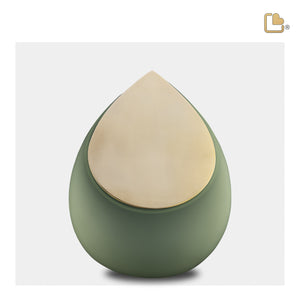 Drop Medium Urn Sage Green & Brushed Gold