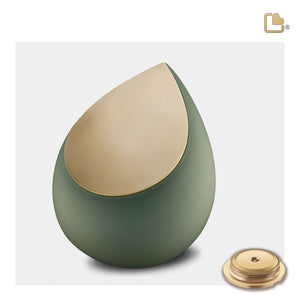 Drop Medium Urn Sage Green & Brushed Gold