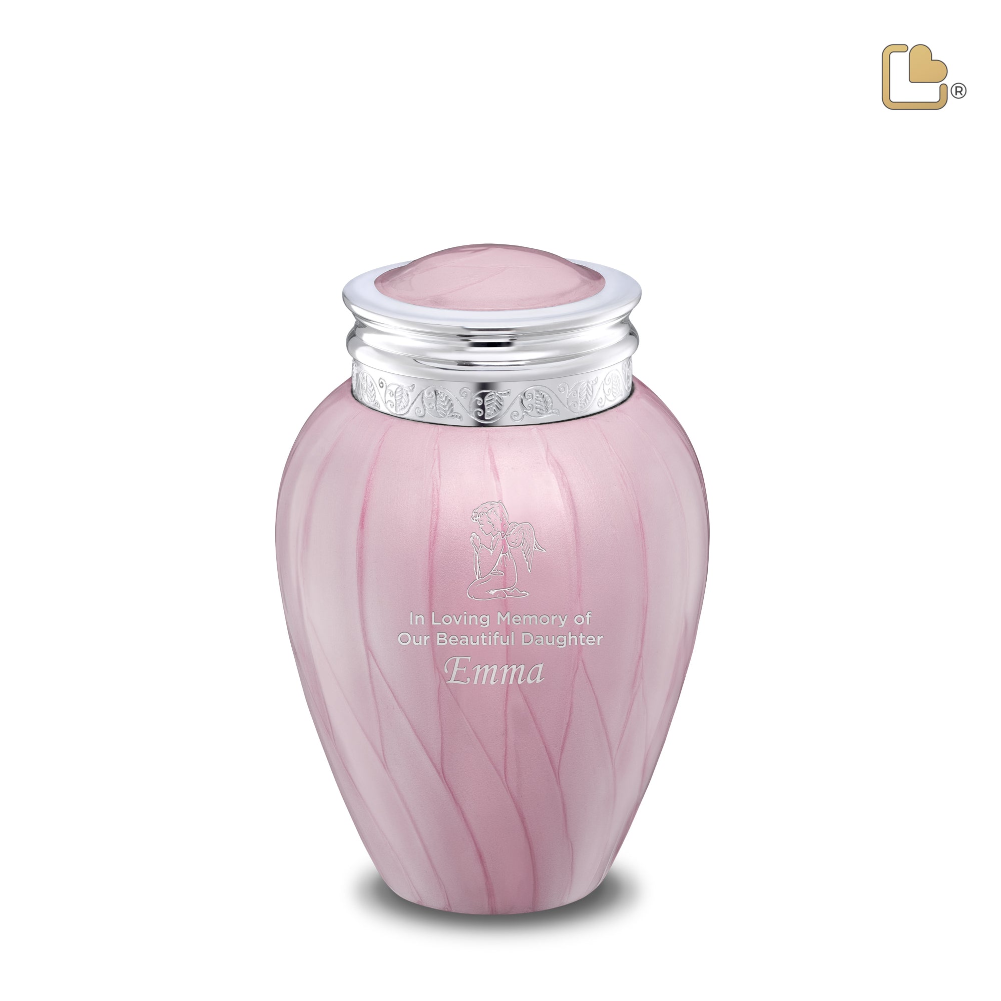 Blessingª Medium Urn Pearl Pink & Polished Silver