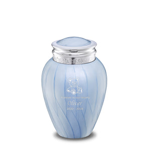 Blessingª Medium Urn Pearl Blue & Polished Silver