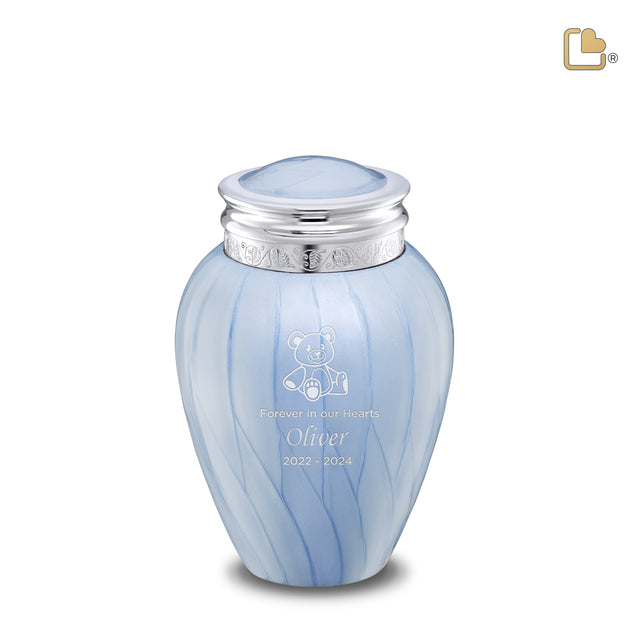 Blessingª Medium Urn Pearl Blue & Polished Silver