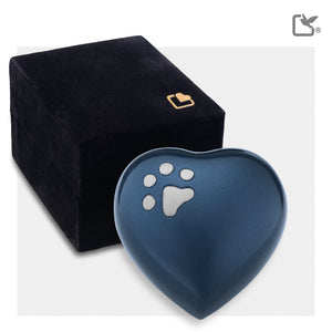 Keepsake Heart Pet Urn Blue & Bru Pewter