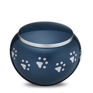 Classic Round Large Pet Urn Blue & Bru Pewter