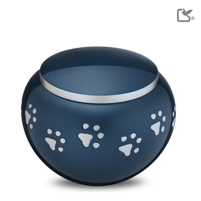 Classic Round Large Pet Urn Blue & Bru Pewter