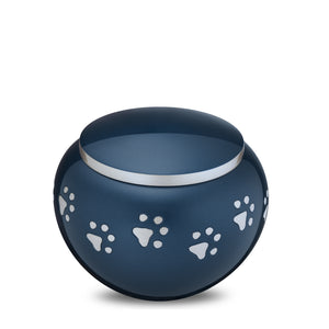 Classic Round Medium Pet Urn Blue & Bru Pewter