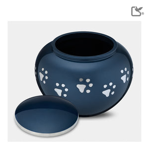 Classic Round Medium Pet Urn Blue & Bru Pewter