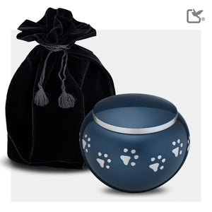 Classic Round Medium Pet Urn Blue & Bru Pewter