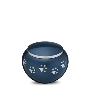 Classic Round Small Pet Urn Blue & Bru Pewter