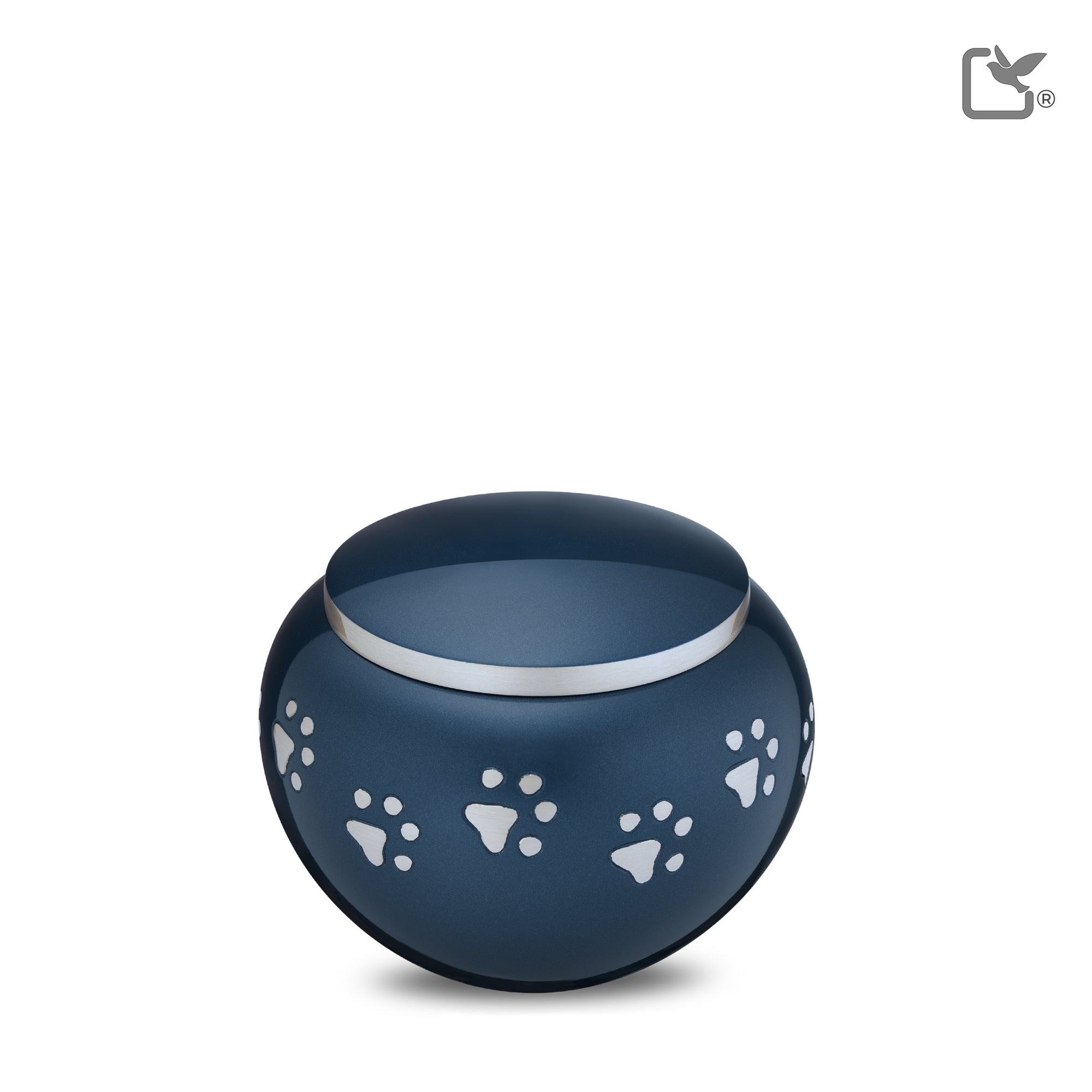 Classic Round Small Pet Urn Blue & Bru Pewter