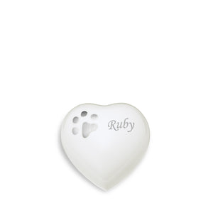 Keepsake Heart Pet Urn White & Bru Pewter