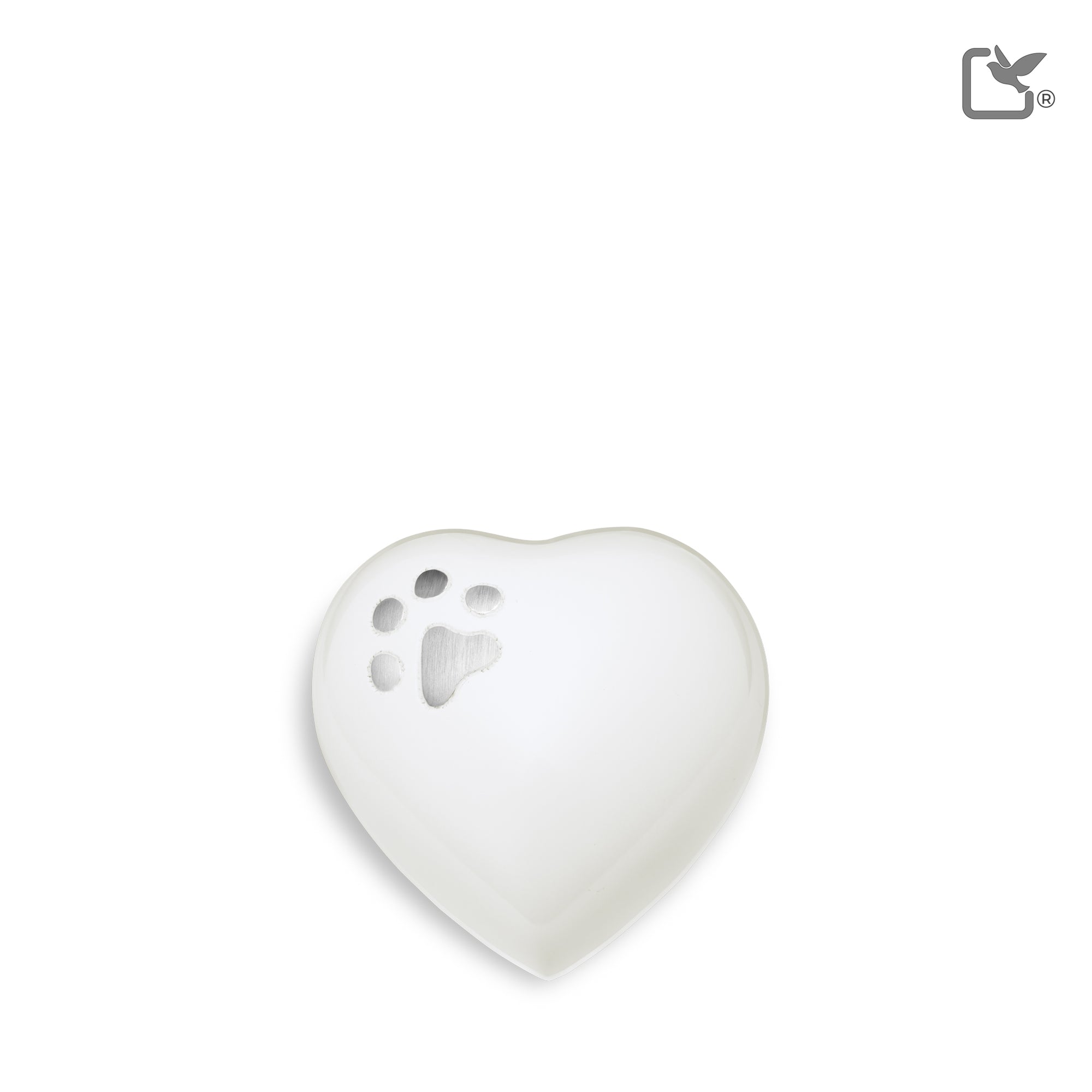 Keepsake Heart Pet Urn White & Bru Pewter