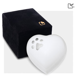 Keepsake Heart Pet Urn White & Bru Pewter