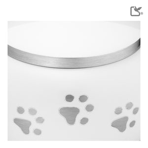 Classic Round Large Pet Urn White & Bru Pewter