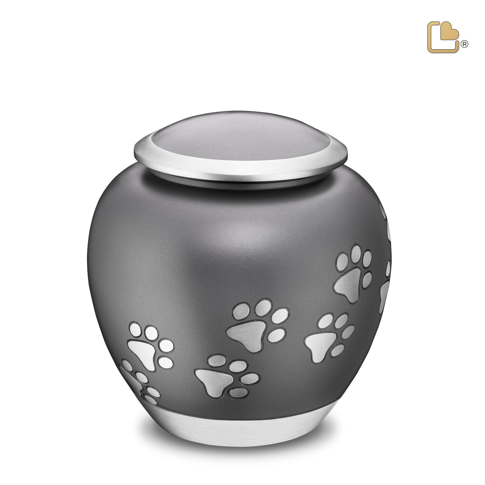 Shadow Large Pawprint Pet Urn French Grey & Bru Pewter