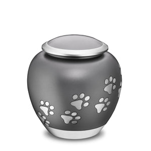 Shadow Large Pawprint Pet Urn French Grey & Bru Pewter