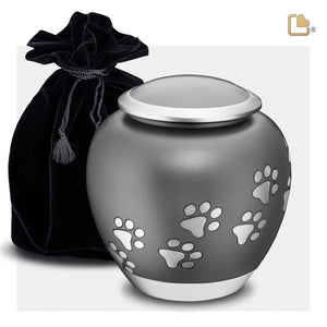 Shadow Large Pawprint Pet Urn French Grey & Bru Pewter