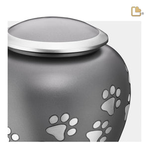 Shadow Medium Pawprint Pet Urn French Grey & Bru Pewter