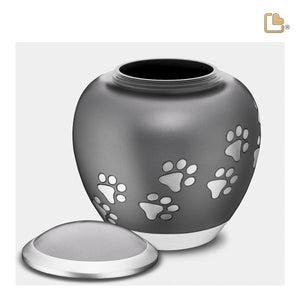 Shadow Medium Pawprint Pet Urn French Grey & Bru Pewter