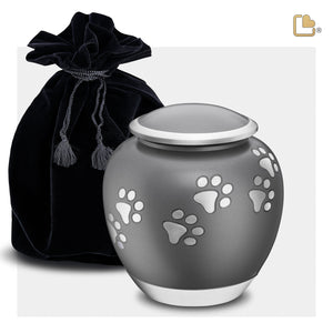 Shadow Medium Pawprint Pet Urn French Grey & Bru Pewter