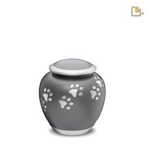 Shadow Small Pawprint Pet Urn French Grey & Bru Pewter