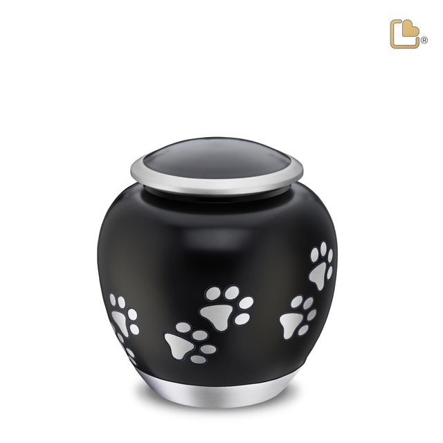 Shadow Medium Pawprint Pet Urn Black & Bru Pewter