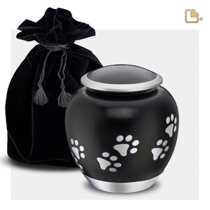 Shadow Medium Pawprint Pet Urn Black & Bru Pewter