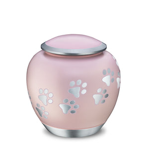 Shadow Large Pawprint Pet Urn Pink & Bru Pewter