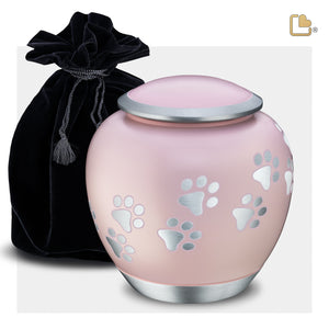 Shadow Large Pawprint Pet Urn Pink & Bru Pewter