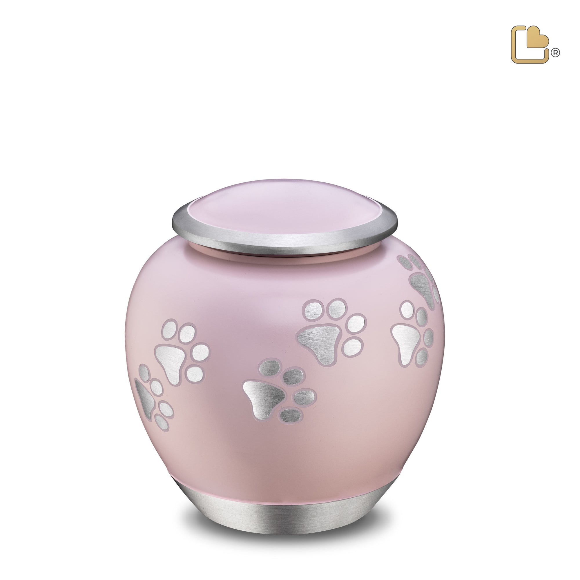 Shadow Medium Pawprint Pet Urn Pink & Bru Pewter