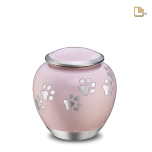 Shadow Medium Pawprint Pet Urn Pink & Bru Pewter