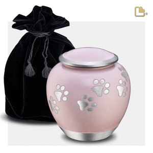 Shadow Medium Pawprint Pet Urn Pink & Bru Pewter