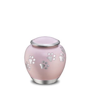 Shadow Small Pawprint Pet Urn Pink & Bru Pewter