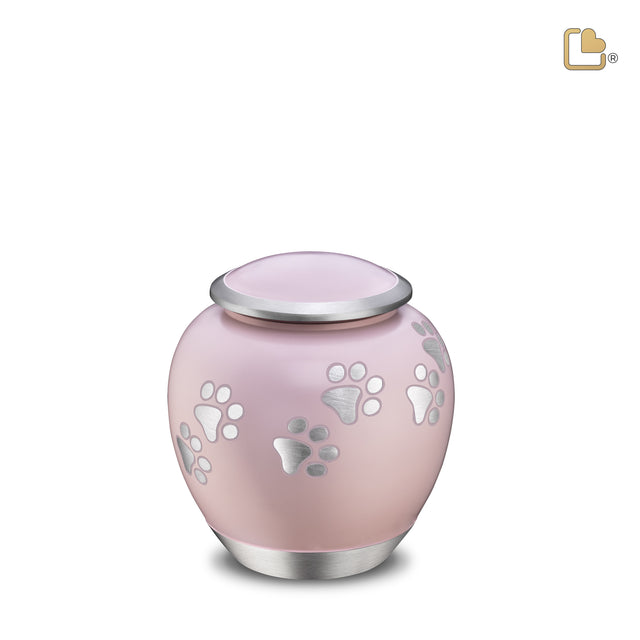 Shadow Small Pawprint Pet Urn Pink & Bru Pewter