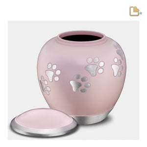 Shadow Small Pawprint Pet Urn Pink & Bru Pewter