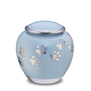 Shadow Large Pawprint Pet Urn Blue & Bru Pewter