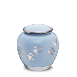 Shadow Medium Pawprint Pet Urn Blue & Bru Pewter