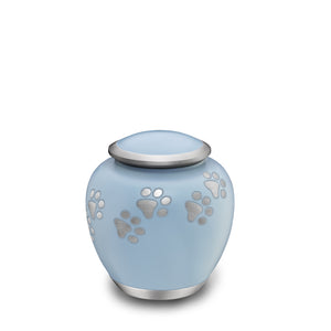 Shadow Small Pawprint Pet Urn Blue & Bru Pewter