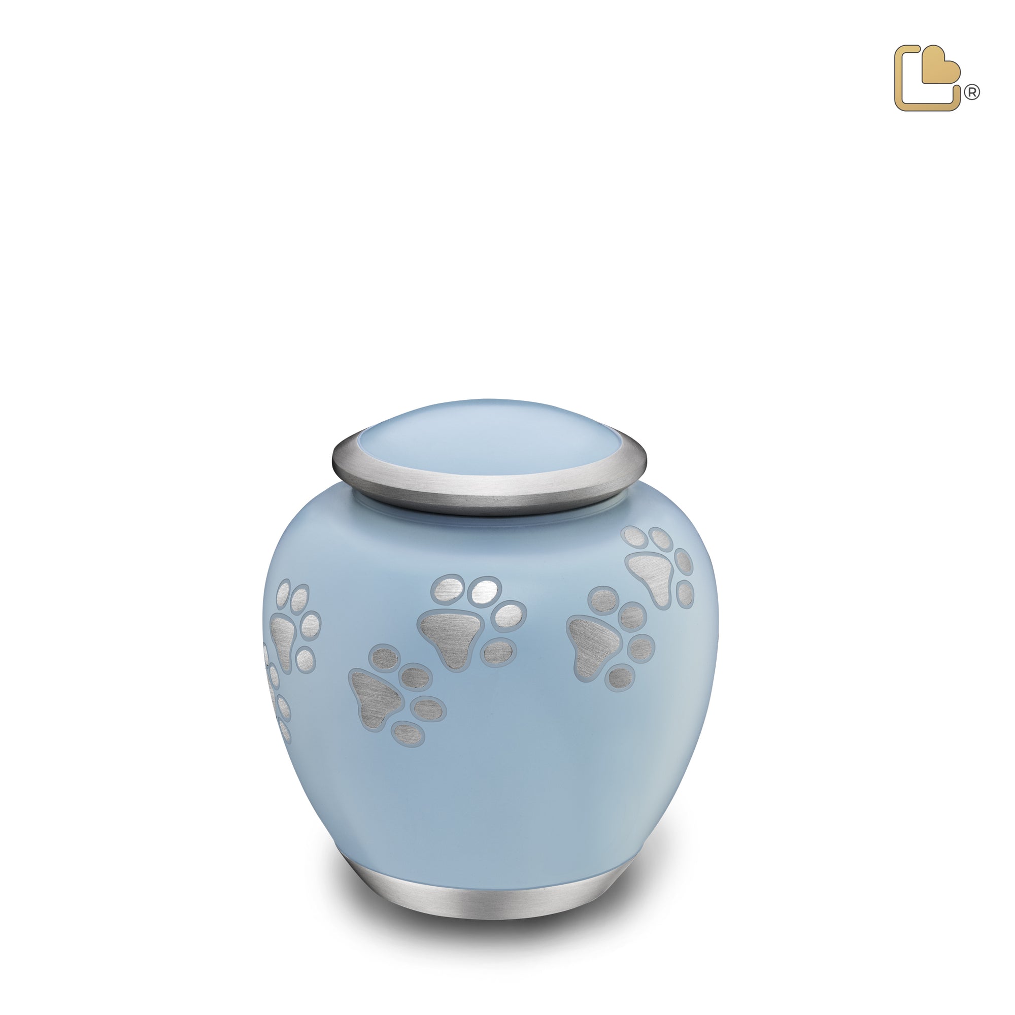 Shadow Small Pawprint Pet Urn Blue & Bru Pewter