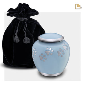 Shadow Small Pawprint Pet Urn Blue & Bru Pewter