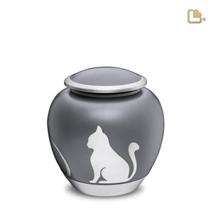 Shadow Medium Cat Pet Urn French Grey & Bru Pewter