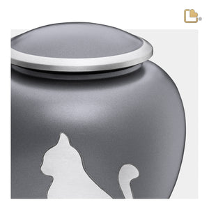 Shadow Medium Cat Pet Urn French Grey & Bru Pewter