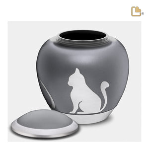 Shadow Medium Cat Pet Urn French Grey & Bru Pewter