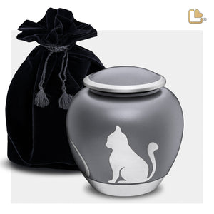 Shadow Medium Cat Pet Urn French Grey & Bru Pewter