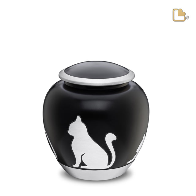 Shadow Medium Cat Pet Urn Black & Bru Pewter