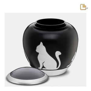 Shadow Medium Cat Pet Urn Black & Bru Pewter