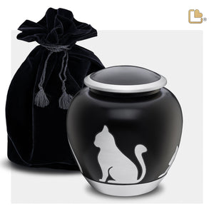 Shadow Medium Cat Pet Urn Black & Bru Pewter