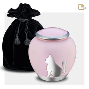 Shadow Medium Cat Pet Urn Pink & Bru Pewter