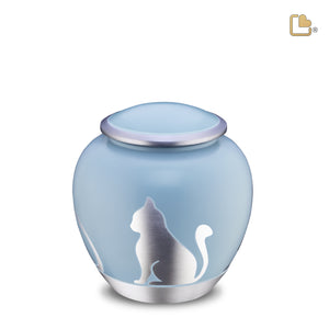 Shadow Medium Cat Pet Urn Blue & Bru Pewter