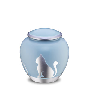 Shadow Medium Cat Pet Urn Blue & Bru Pewter